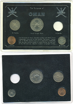 Оман набор из 4 монет в картонном буклете KM 50, 45a, 46a, 64 UNC 3-6-3-44
