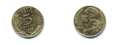 ФРАНЦИЯ 5 САНТИМОВ 1993 ТИП MARIANNE KM 933 медь алюминий никель 4379-941