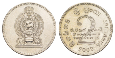 Шри-Ланка 2 рупии 2002 KM 147 медно-никель UNC 4650-913