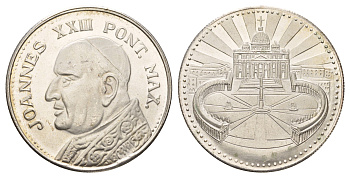 Ватикан медаль в честь избрание папой римским Иоанна XXIII ND (1958) Иоанн XXIII, Площадь Святого Петра, диаметр 35 мм, вес 15,7 гр бронза плакированная серебро 4667-1132