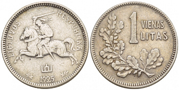 Литва 1 лит 1925 Республика (1918-1940) KM 76 серебро 4547-1211