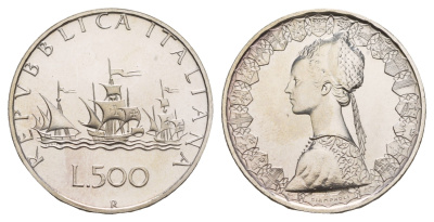 Италия 500 лир 1985 KM 98 серебро BU 413-6333