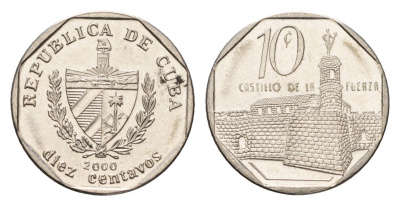 Куба 10 сентаво 2000 форт в Гаване Ла-Фуэрса KM 576.2, JMA MC20, Schoen 714 сталь плакированная никелем 4674-738