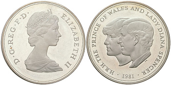 Великобритания 25 пенсов 1981 Свадьба принца Чарльза и леди Дианы KM 925 серебро  PROOF  4552-634