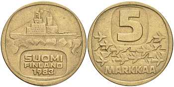 ФИНЛЯНДИЯ 5 МАРОК 1983 K ЛЕДОКОЛ KM 57 алюминиевая бронза 4556-914