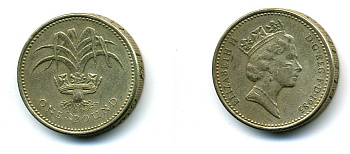 Великобритания 1 фунт 1985 Елизавета II (1952-2022) KM 941, Spink 4331 никель латунь 36-337