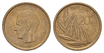 Бельгия 20 франков 1980 Belgique, Бодуэн I (1951-1993) KM 159 никель бронза 4629-655