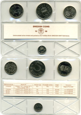 ШВЕЦИЯ НАБОР ИЗ 4 МОНЕТ 1989 04-062-287