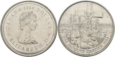 Канада 1 доллар 1984 Жак Картье KM 141 никель UNC 97-122