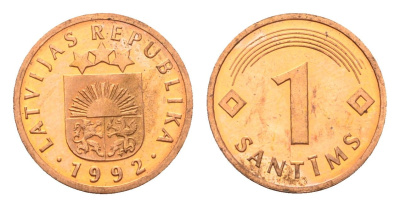 Латвия 1 сантим 1992 KM 15 сталь плакированная медью UNC 4689-815