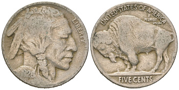 США 5 центов 1926 индеец, бизон KM 134 медно-никель 4614-1111