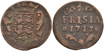 Фризия (Friesland), Нидерланды 1 дуит 1717 KM 80 медь 4577-351