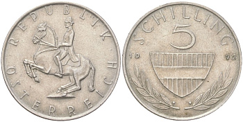 Австрия 5 шиллингов 1972 KM 2889a медно-никель 4142-1135