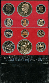 США официальный набор из 6 монет, в пластике 1977 S, Джон Кеннеди, в твердом пластике KM PS 141     8-2-03-40