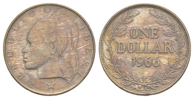 Либерия 1 доллар 1966 KM 18a.1 медно-никель 4634-813