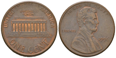 США 1 цент 1986 KM 201b цинк плакированная медью 4580-719