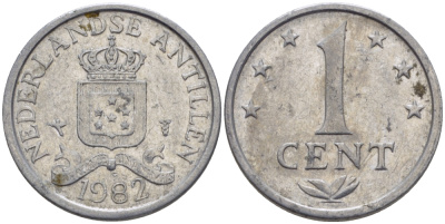 Нидерландские Антилы 1 цент 1982 Беатрикс (1980-2013) KM 8а алюминий 66-951