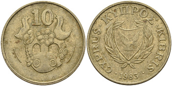 Кипр 10 центов 1983 KM 56.1 никель латунь 4141-1117