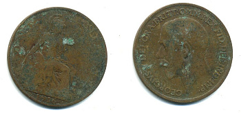Великобритания 1 пенни 1916 Георг V (1910-1936) КМ 810, Spink 4051 бронза 41-124