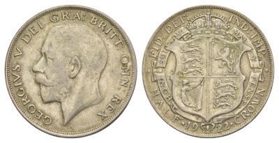 Великобритания 1/2 кроны 1922 Георг V (1910-1936) KM 818.2, Spink 4021 серебро 1526-535
