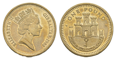 Гибралтар 1 фунт 1988 Елизавета II (1952-2022) KM 18 никель латунь 4646-1056