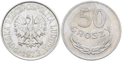 ПОЛЬША 50 ГРОШЕЙ 1973 MW KM 48.1, Parchimowicz 210h алюминий 216-857