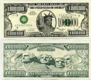 США 1000000 ДОЛЛАРОВ 2001 D СКОТТДЕЙЛ, СУВЕНИР бумага UNC (ПРЕСС) 7203-10-1