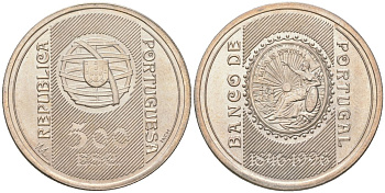 Португалия 500 эскудо 1996 INCM, 150 лет банку Португалии KM 702 серебро  UNC  4587-646