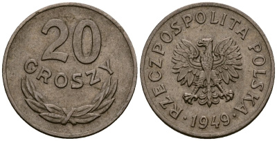 Польша 20 грошей 1949 Y 43 медно-никель 4177-741