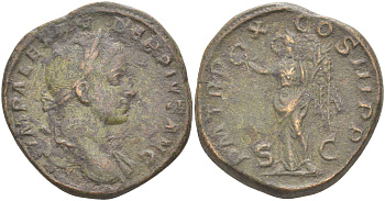 Римская Империя сестерций 231 Александр Север, бюст императора, IMP ALEXANDER PIVS AVG / Виктория, P M TR P X COS III P P S C, Рим RIC 523 бронза 1073-8-75