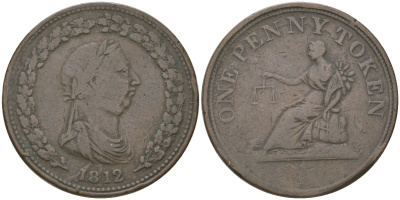 Канада, Нижняя Канада 1 пенни 1812 Томас Холлидей, рубчатый гурт Breton His?958, Withers 1393 медь 1523-442