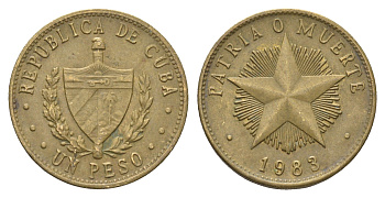 Куба 1 песо 1983 KM 105 латунь 4663-845