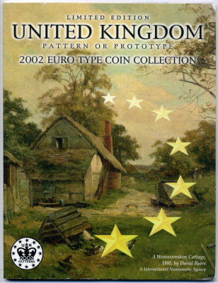 Великобритания набор европробников из 8 монет 2002 в оригинальном картонном буклете BUNC 3-6-3-4