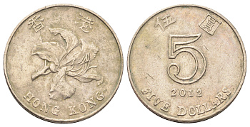 Гонконг 5 долларов 2012 KM 65 медно-никель 4700-454