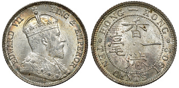Гонконг 10 центов 1902 Эдуард VII (1901-1910) KM 13 серебро UNC 91-736