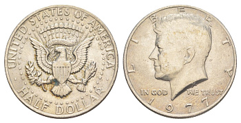 США 1/2 доллара (50 центов) 1977 Джон Кеннеди KM A202b медь плакированная медно-никелем aUNC 4536-1035