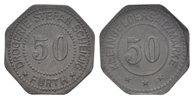 Фюрт 50 пфеннигов ND Аптечный жетон Men22 10528.2 цинк 1527-1432