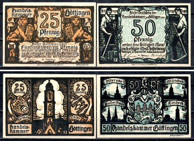 Геттинген (Пруссия, Ганновер) набор из 2 нотгельдов 1920 7556-11-3-1