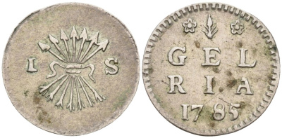 ГЕЛДЕРЛАНД, Нидерланды 1 штюбер 1785 GELDERLAND KM 82b серебро 443-1632