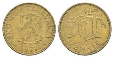 Финляндия 50 пенни 1977 KM 48 алюминиевая бронза 4648-511