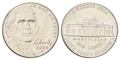 США 5 центов 2006 D KM 381 медно-никель UNC 4668-955