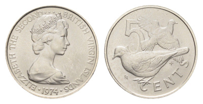 Британские Виргинские острова 5 центов 1974 KM 2 медно-никель BU 4668-726