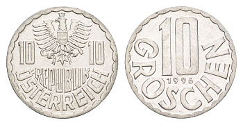 Австрия 10 грошей 1996 KM 2878 алюминий 4147-756
