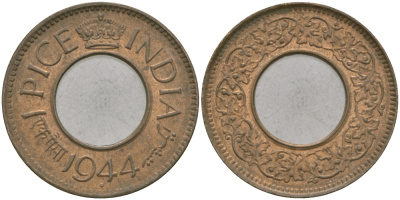 Британская Индия 1 пайс 1944 Георг VI (1936-1952) KM 533 бронза 33-1112