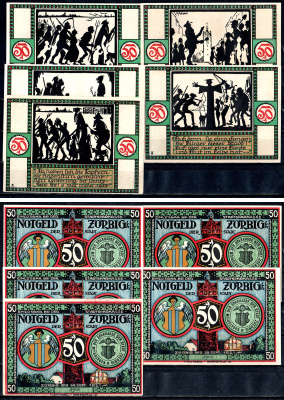 Цёрбиг (Пруссия, Саксония) набор из 5 нотгельдов 1921 2193-40-2-1