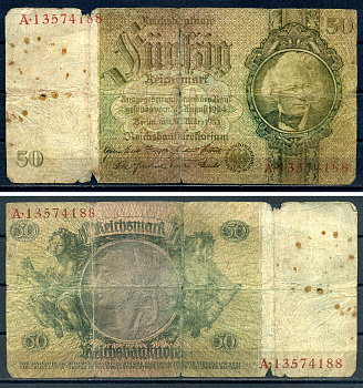 Германия 50 рейхсмарок 1933 серия a 13574188 Pick 81  бумага   8601-24-3-2