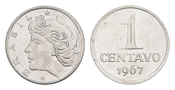 Бразилия 1 сентаво 1967 KM 575.1 нержавеющая сталь UNC 4644-368