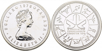 Канада 1 доллар 1978 11-е игры стран содружества в Эдмонтоне KM 121 серебро UNC 1082-2-32