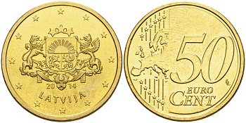 Латвия 50 евроцентов 2014 KM 155 нордик UNC 4364-1515
