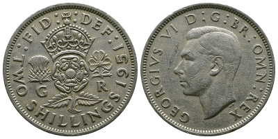 Великобритания 2 шиллинга (флорин) 1951 Георг VI (1936-1952) KM 878, Spink 4107 медно-никель 4607-732